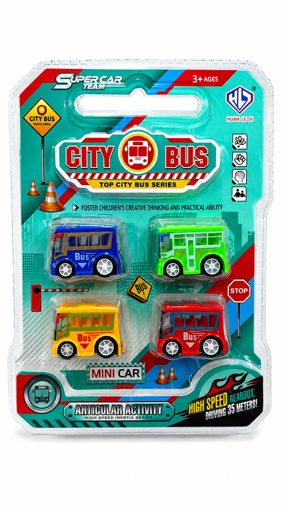 מארז 4 אוטובוסים עירוניים Mini City Bus