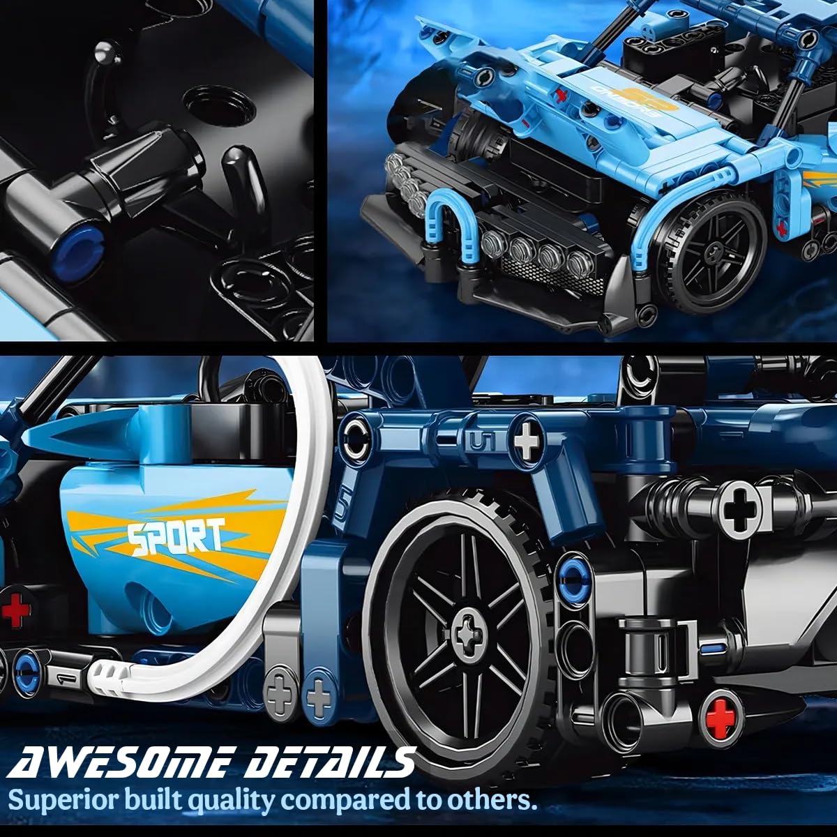 רכב ספורט להרכבה על שלט Block RC Car כחול 395 חלקים