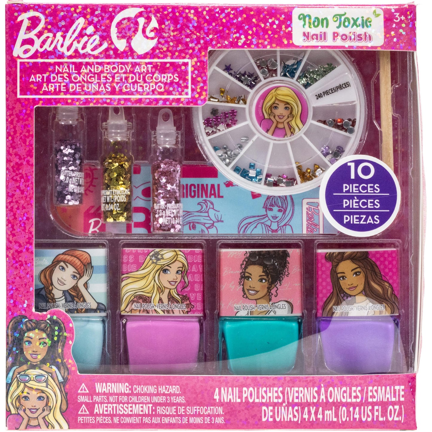 ערכת Barbie לקים וקישוטי ציפורניים וגוף לילדים