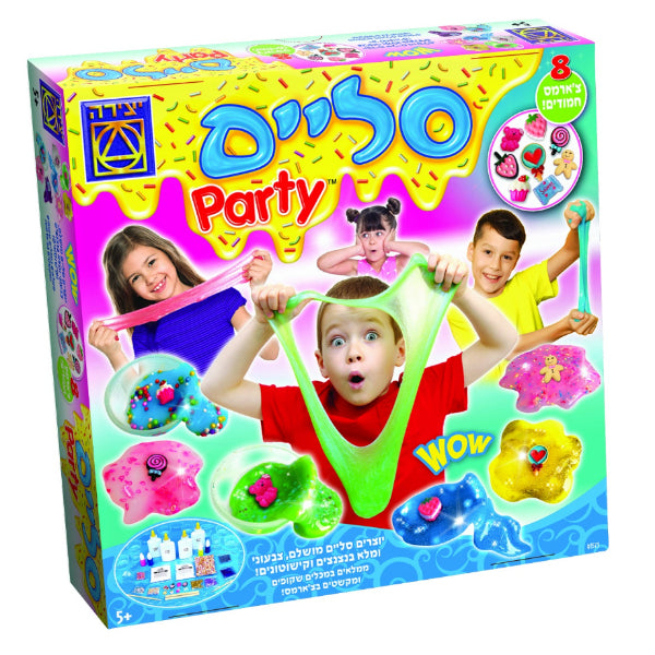 ערכת סליים Party לילדים – 8 צנצנות סליים צבעוניות
