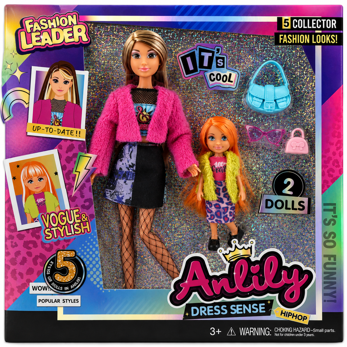 סט ANLILY ואחותה הכולל 2 בובות אופנה עם תיקים ואביזרים מסדרת Fashion Leader לגיל 3+