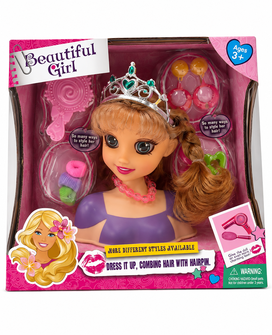 ראש בובה לעיצוב שיער Beautiful Girl