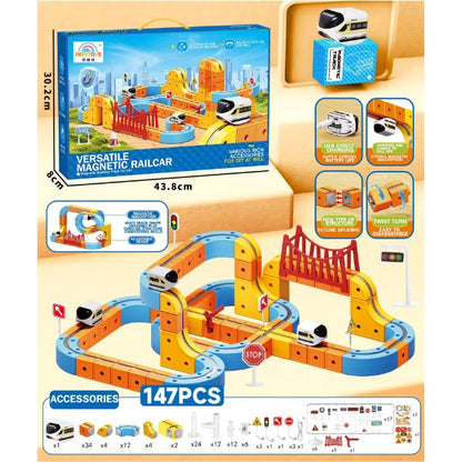 מסלול רכבת מגנטי חשמלי STEM להרכבה עצמית – 147 חלקים