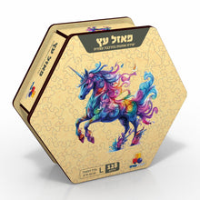 פאזל עץ אומנותי חד קרן צבעוני – 128 חלקים
