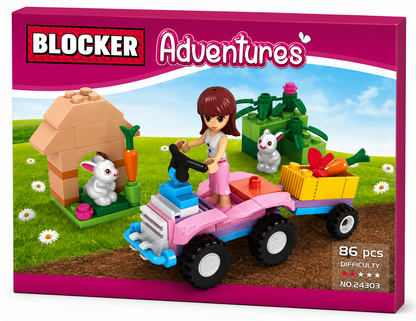 משחק הרכבה Blocker Adventures טרקטור ארנבים 86 חלקים