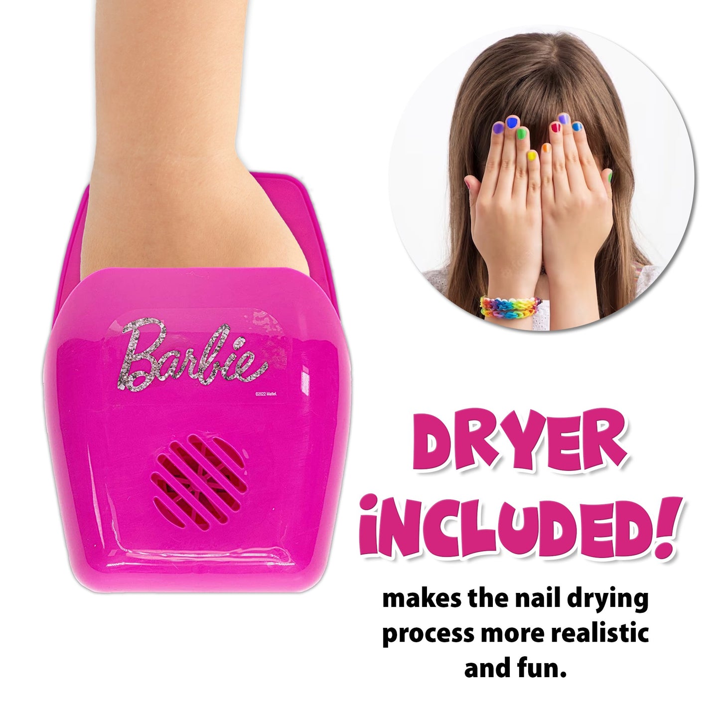 ערכת לקים Barbie עם מייבש ציפורניים 8 חלקים