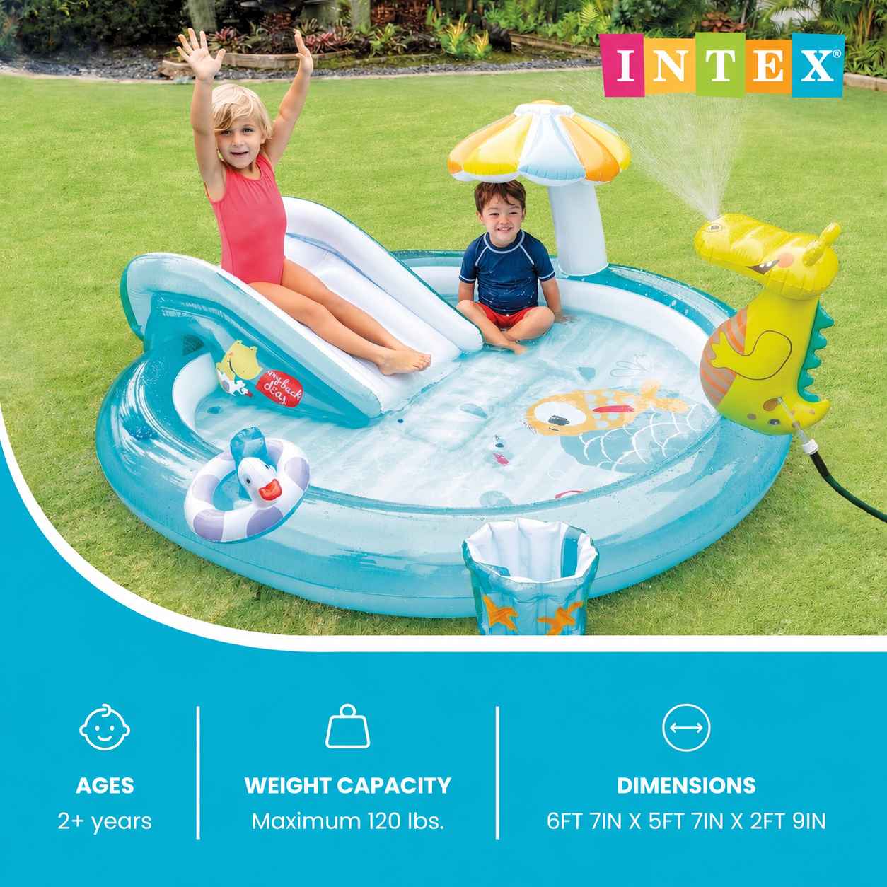 מתקן מים מתנפח לילדים Intex Wet Set עם מגלשה 201×170×84 ס״מ