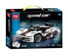 מכונית ספורט לבנה להרכבה MINGDI Speed Car 8740 עם 310 חלקים ושלט רחוק 2.4GHz, לגילאי 14+
