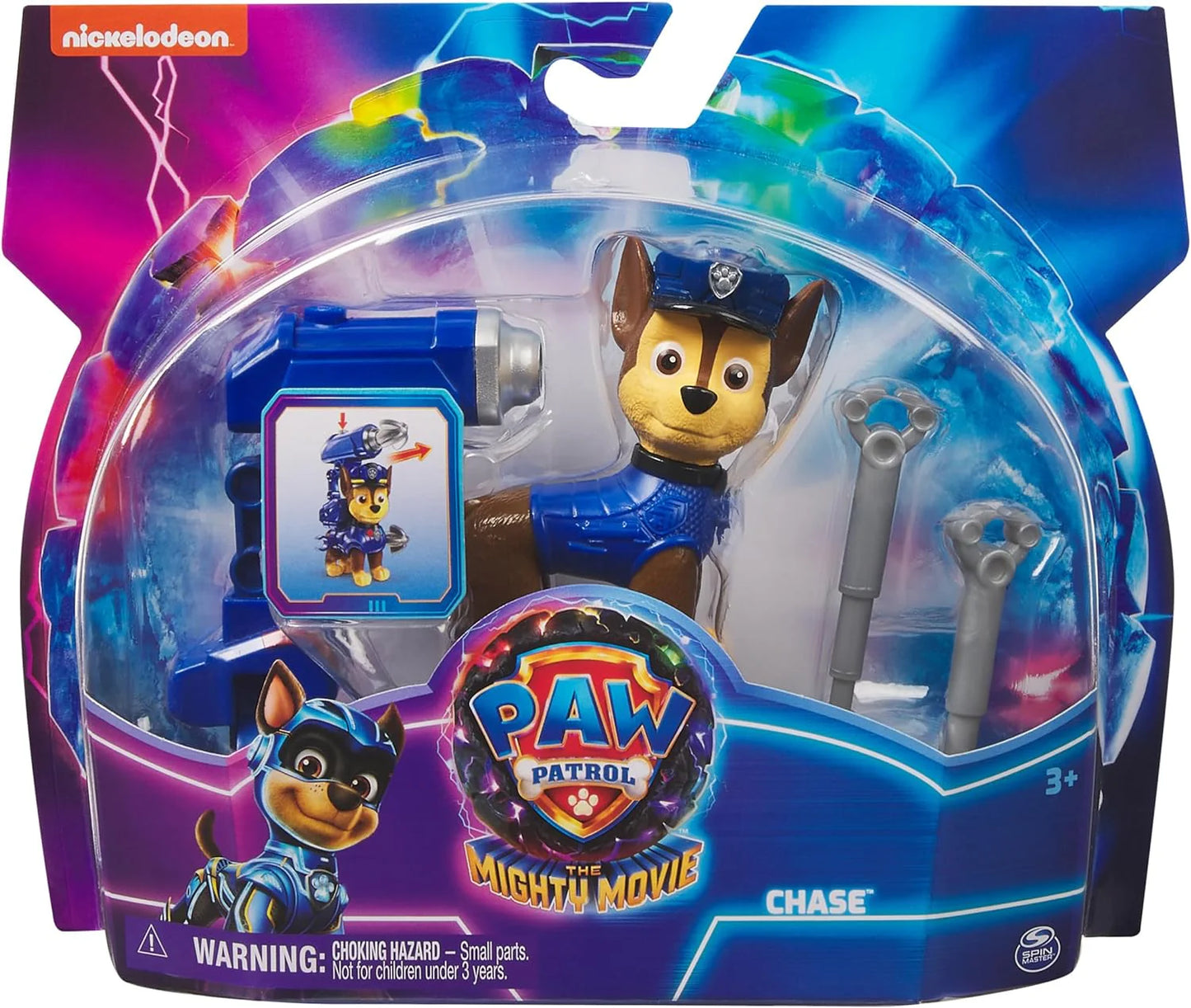 דמות Chase מסרט PAW Patrol The Mighty Movie עם אביזרים