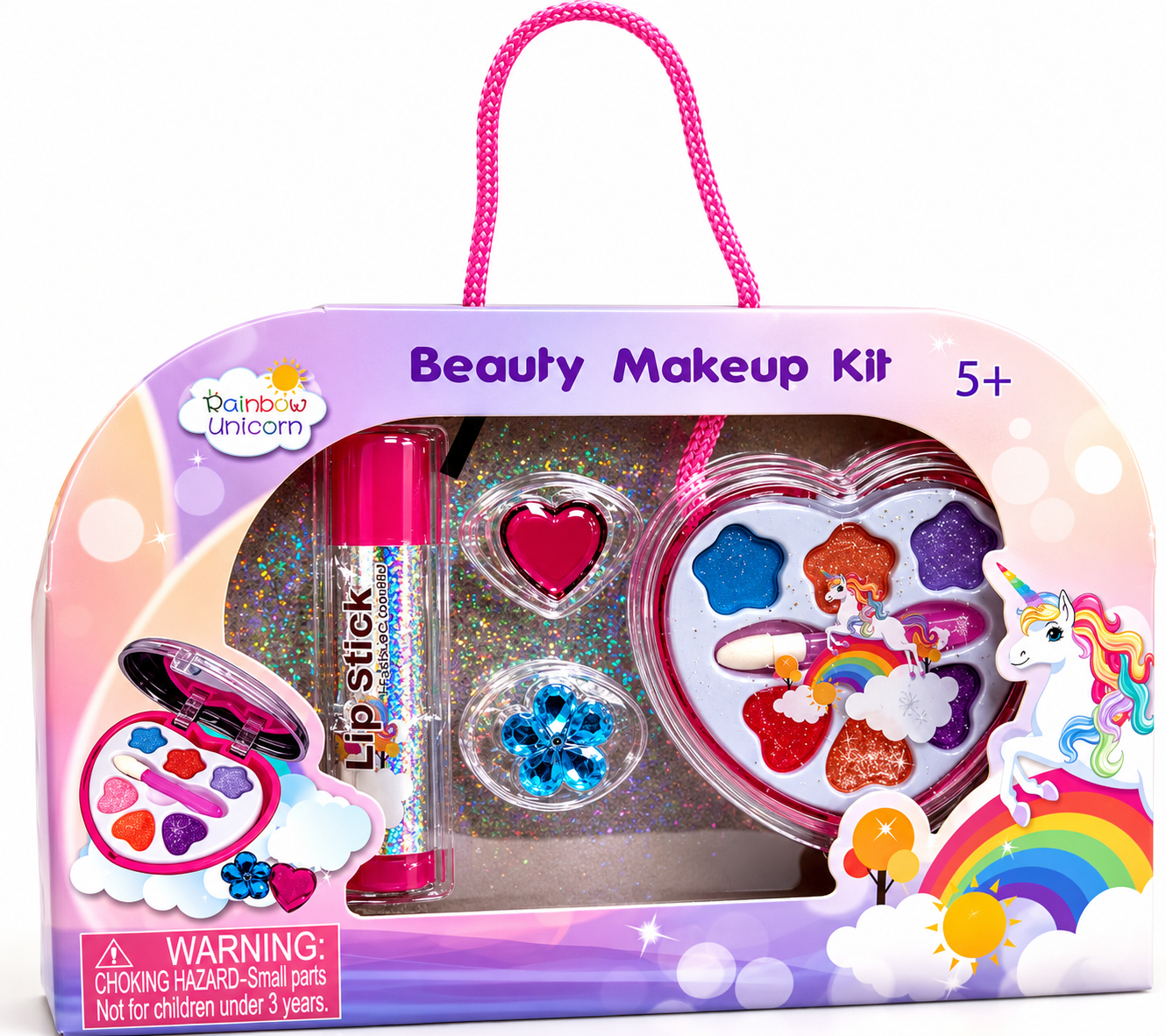 ערכת איפור Rainbow Unicorn לילדים בצורת תיק