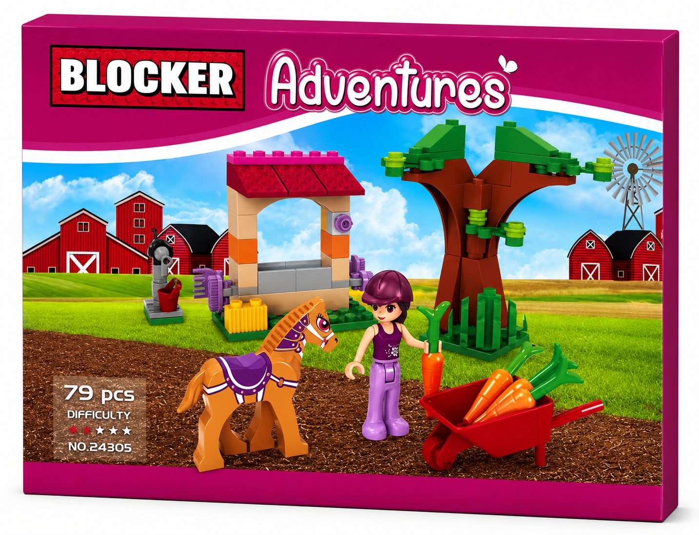 משחק הרכבה Blocker Adventures סוס וחווה 79 חלקים
