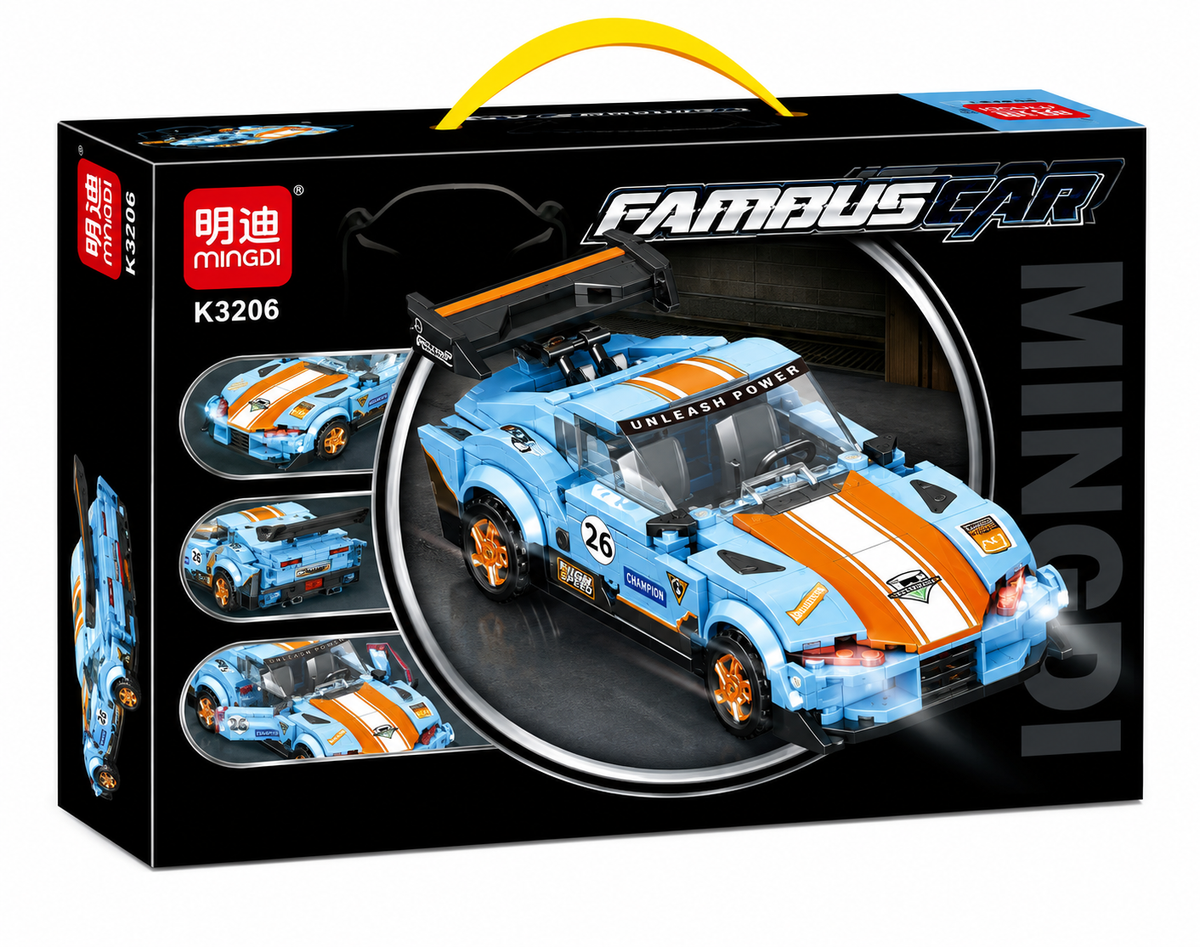 FamousCar הרכבות טכני מכונית כחול כתום 333 חלקים (אונליין בלבד)