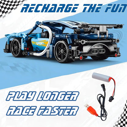רכב ספורט להרכבה על שלט Block RC Car כחול 395 חלקים