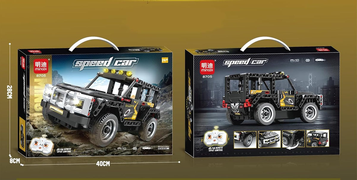 רכב שטח שחור ואפור להרכבה MINGDI Speed Car 8705 עם שלט רחוק 2.4GHz, לגילאי 14+
