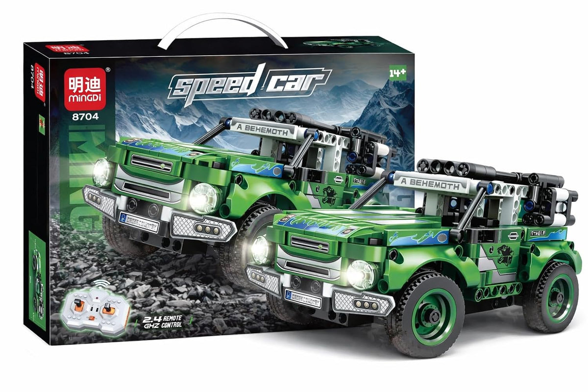 רכב שטח ירוק להרכבה MINGDI Speed Car 8704 עם שלט רחוק 2.4GHz, לגילאי 14+

