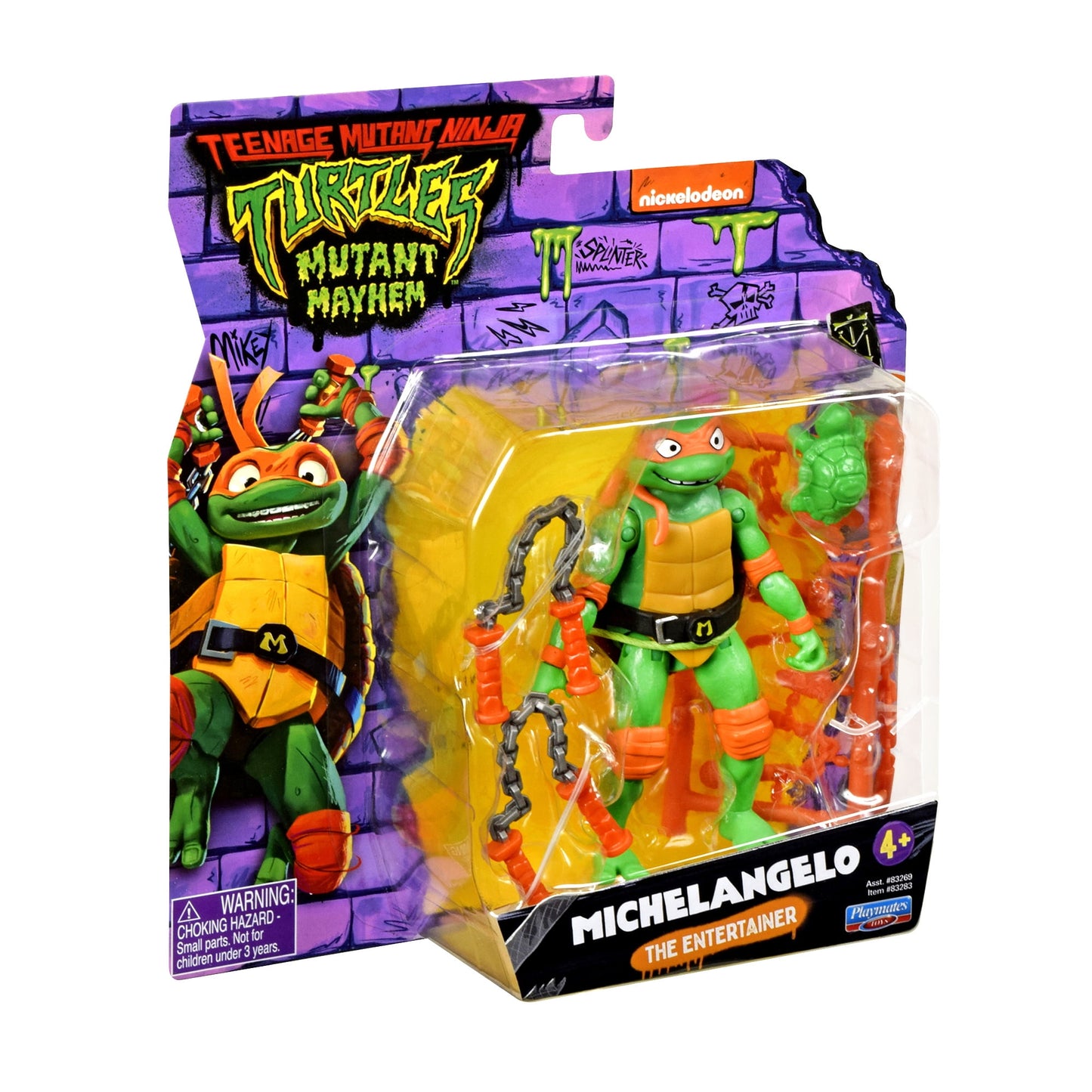 דמות Michelangelo צבי הנינג׳ה Mutant Mayhem עם אביזרים