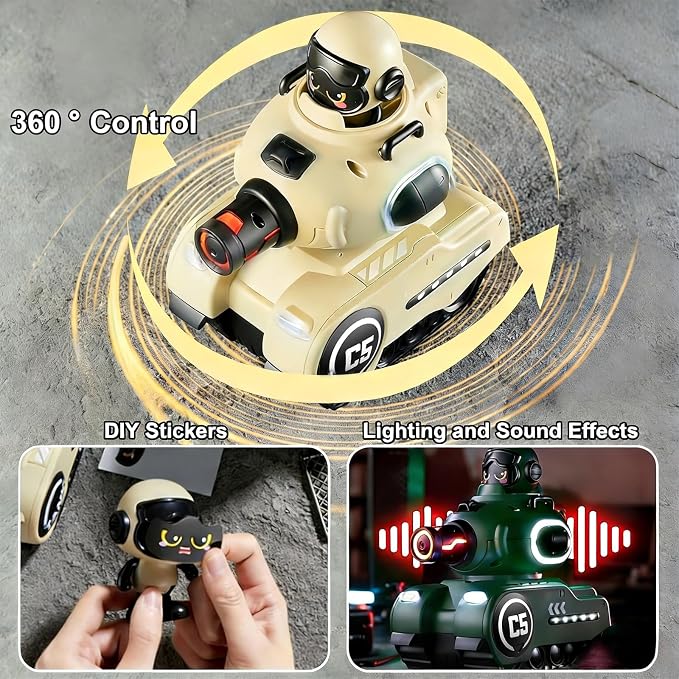 זוג טנקי קרב ירוק ובז׳ JOKER עם שלט רחוק 2.4GHz, מערכת 5 פגיעות, אפקטי אור וקול ודמויות נהג, לגילאי 6+

