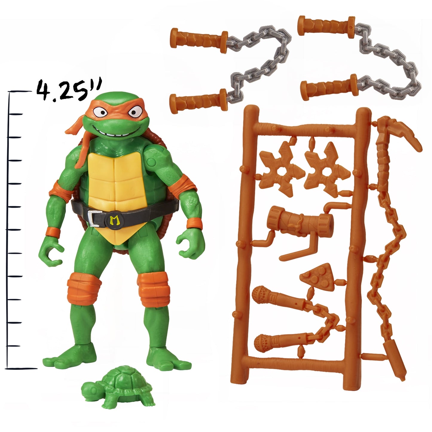 דמות Michelangelo צבי הנינג׳ה Mutant Mayhem עם אביזרים