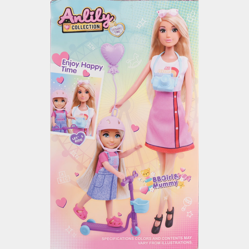 בובת ANLILY עם ילדה, קורקינט ואביזרים (אונליין בלבד)
