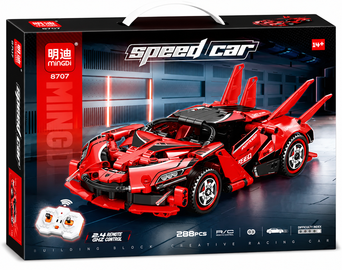 MINGDI Speed Car 8707 – מכונית ספורט להרכבה עם שלט רחוק
