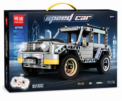 רכב שטח אפור להרכבה MINGDI Speed Car 8706 עם 311 חלקים ושלט רחוק 2.4GHz, לגילאי 14+

