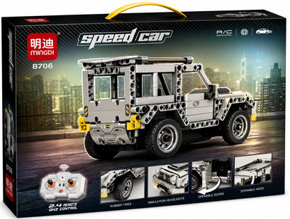 רכב שטח אפור להרכבה MINGDI Speed Car 8706 עם 311 חלקים ושלט רחוק 2.4GHz, לגילאי 14+

