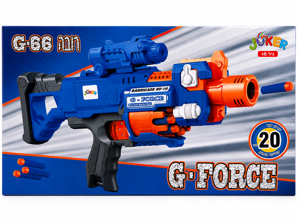 רובה חיצי ספוג כחול כתום G-FORCE G-36 מבית JOKER עם כוונת ו־20 חיצי ספוג, לגילאי 6+
