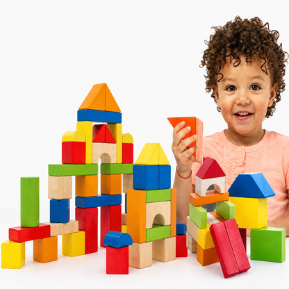דלי 40 קוביות עץ צבעוניות (אונליין בלבד)