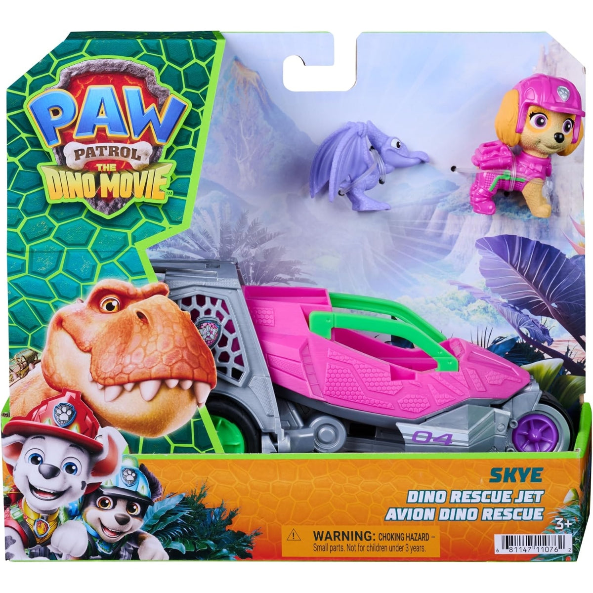 רכב ההצלה דינו של סקיי PAW Patrol The Dino Movie – מטוס הצלה עם דמות ודינוזאור