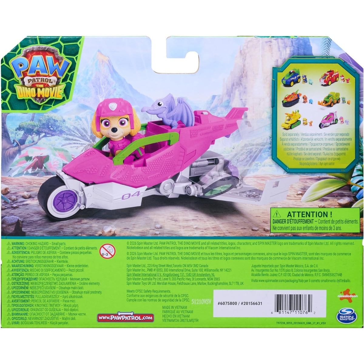 רכב ההצלה דינו של סקיי PAW Patrol The Dino Movie – מטוס הצלה עם דמות ודינוזאור