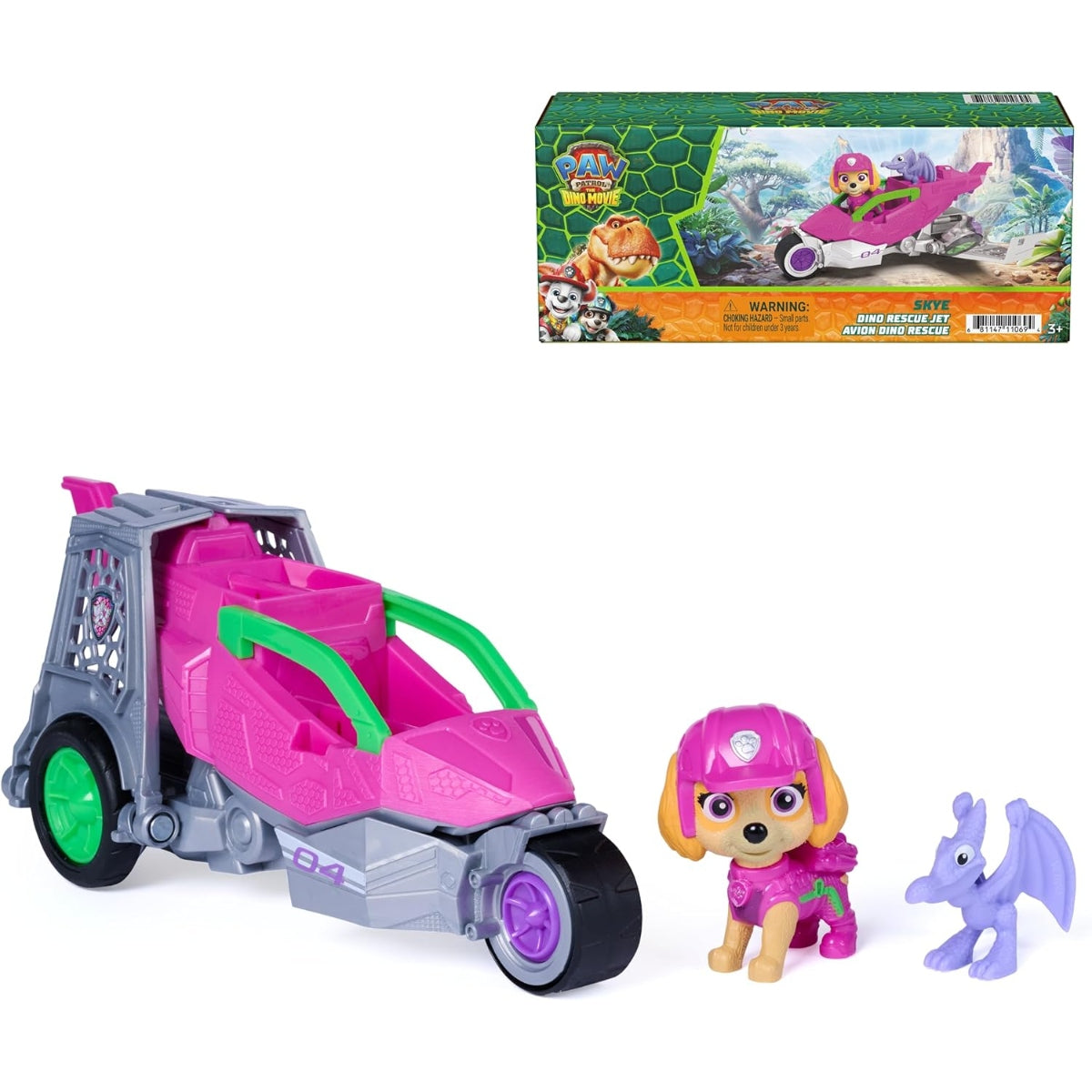 רכב ההצלה דינו של סקיי PAW Patrol The Dino Movie – מטוס הצלה עם דמות ודינוזאור