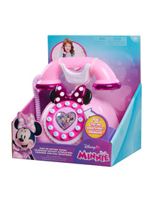 טלפון חוגה ורוד של מיני מאוס Disney Junior עם שפופרת, כפתורי מספרים, אורות וצלילים, מתאים מגיל 3.