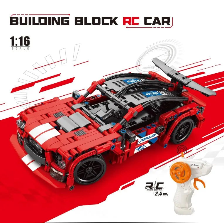 רכב ספורט להרכבה על שלט Pingao Blocks Block RC Car אדום 404 חלקים