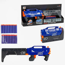 רובה חצים ספוגיים G-FORCE Blaze Storm כחול ושחור עם קת ו־20 חצי ספוג, מתאים לגילאי 8 ומעלה.