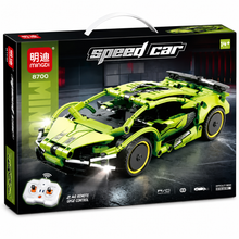ערכת MINGDI 8700 להרכבת מכונית ספורט ירוקה מסדרת Speed Car עם שלט רחוק 2.4GHz, לגילאי 14 ומעלה.