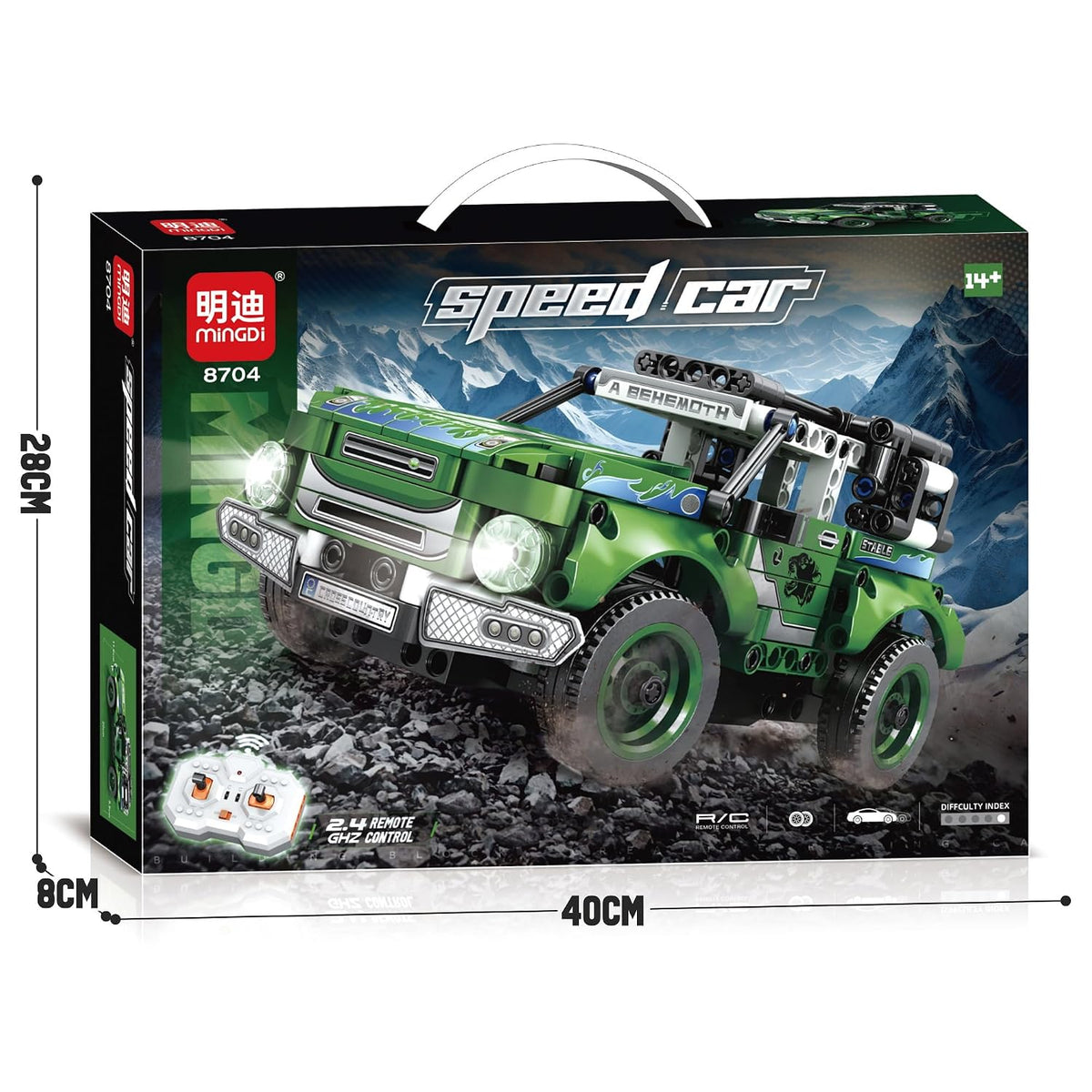 רכב שטח ירוק להרכבה MINGDI Speed Car 8704 עם שלט רחוק 2.4GHz, לגילאי 14+
