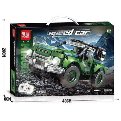 רכב שטח ירוק להרכבה MINGDI Speed Car 8704 עם שלט רחוק 2.4GHz, לגילאי 14+
