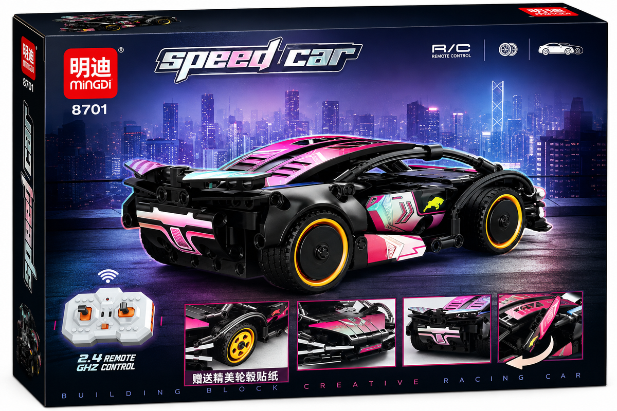 MINGDI Speed Car 8701 – מכונית ספורט להרכבה עם שלט רחוק
