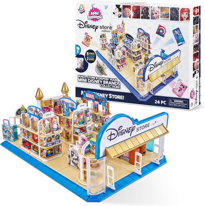 ערכת Mini Brands Disney Store להרכבת חנות דיסני מיניאטורית עם 24 חלקים ופריטי מיני אספניים, לגיל 3 ומעלה.