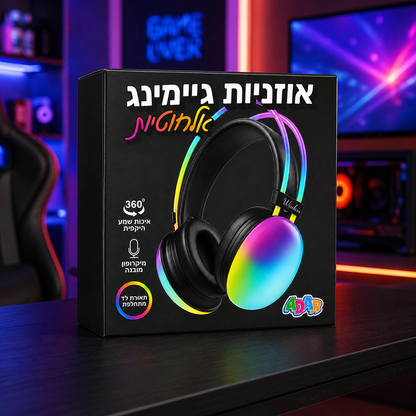 אוזניות גיימינג אלחוטיות ADAR עם LED ומיקרופון