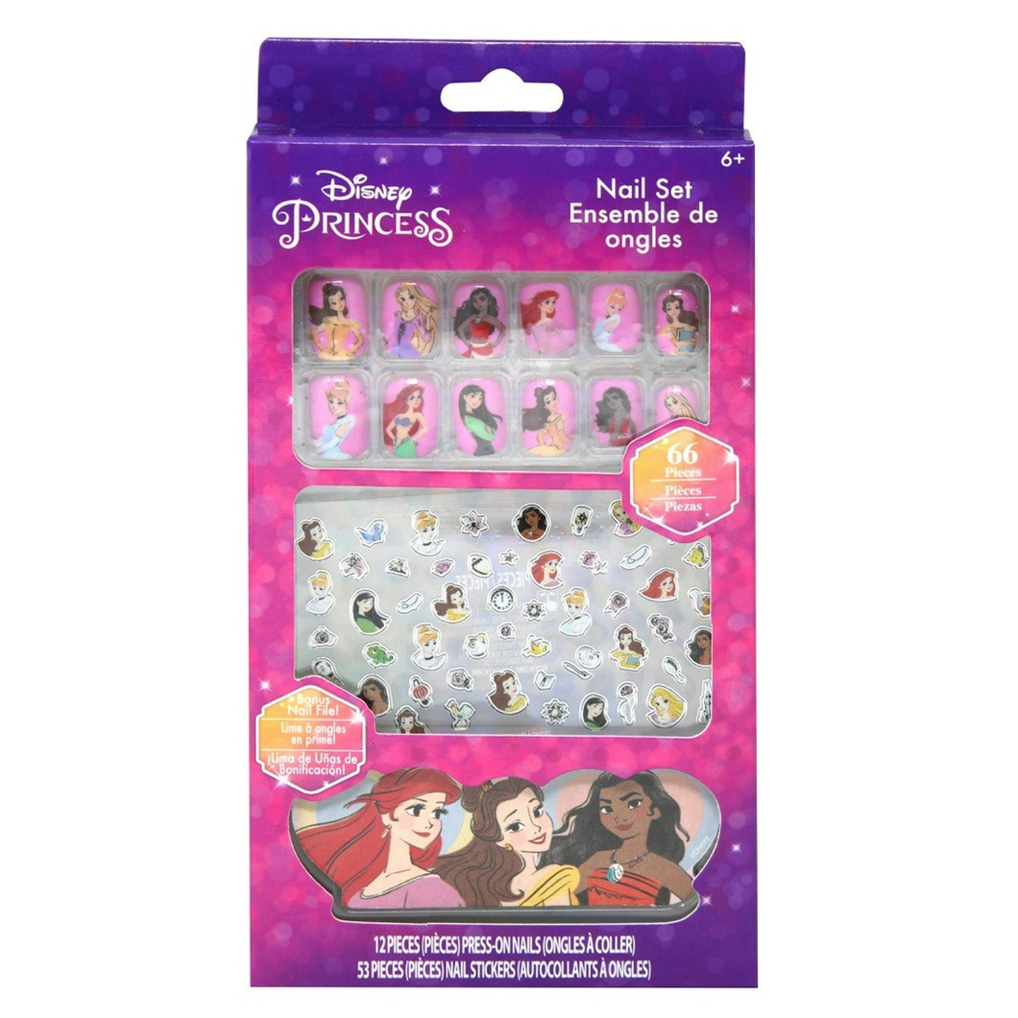 סט ציפורניים Disney Princess לילדים – 66 חלקים