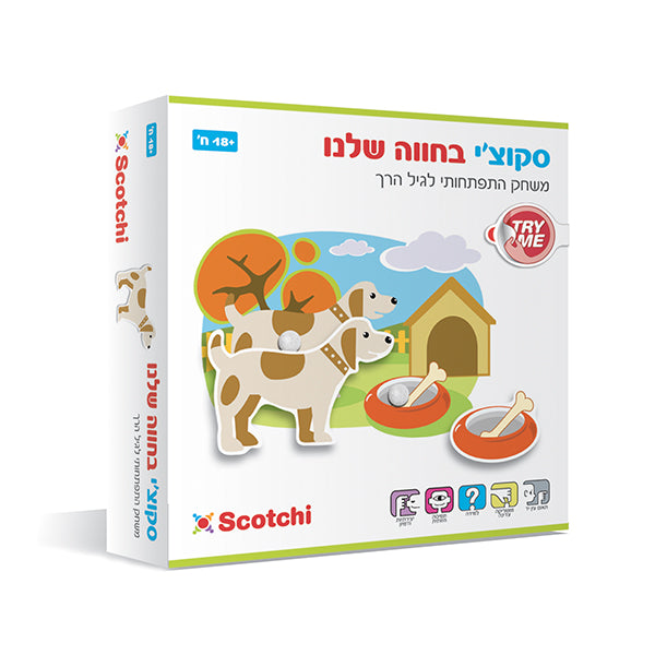 משחק ההתאמה Scotchi בחווה שלנו לפעוטות עם חלקים צבעוניים בנושא חיות וסביבת החווה, מתאים מגיל 18 חודשים.