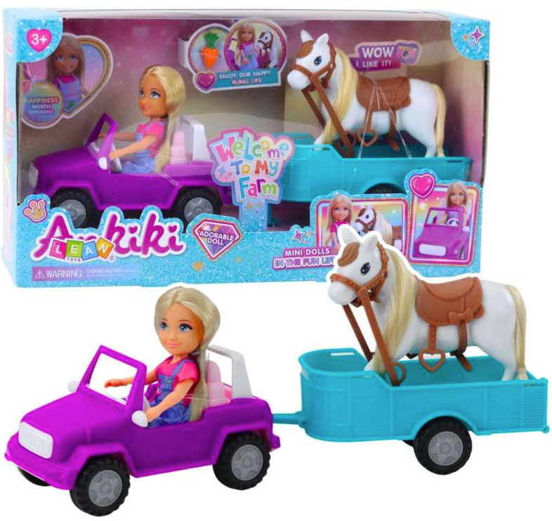 בובת KIKI עם ג׳יפ, עגלה וסוס (אונליין בלבד)