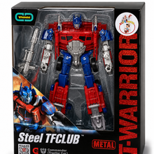 רובוט משנה צורה Steel TFCLUB T-WARRIOR Commander בצבעי אדום וכחול, הופך למשאית ומגיע עם כלי נשק.