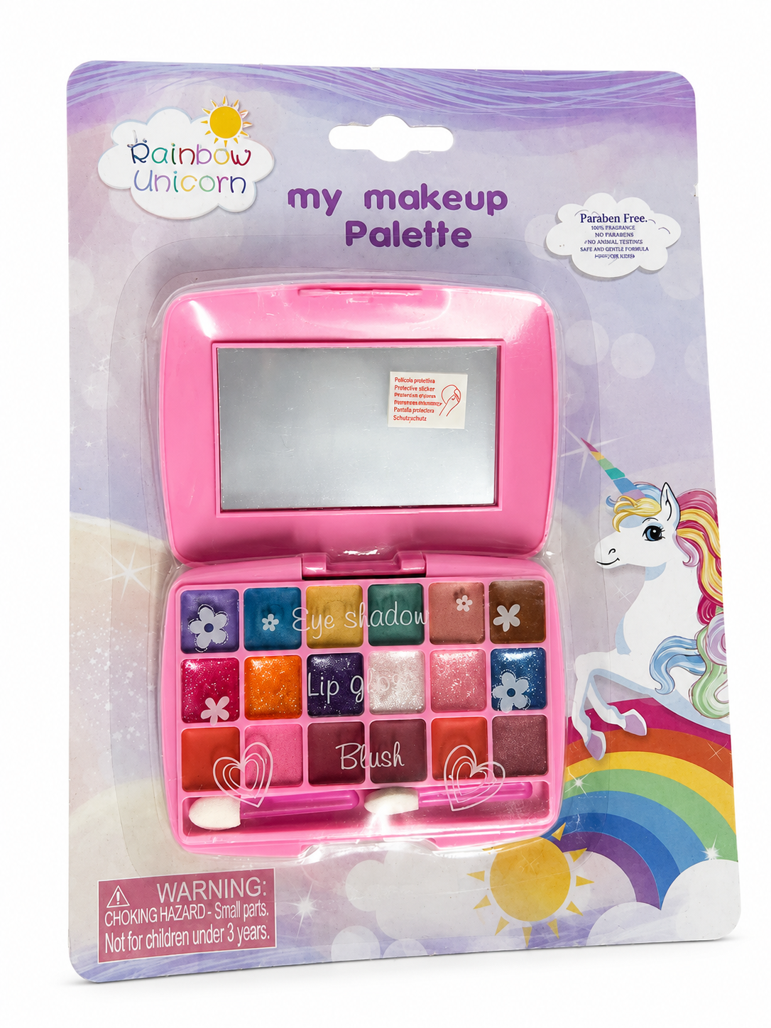 פלטת איפור Rainbow Unicorn לילדים עם מראה