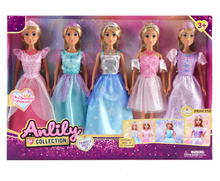 סט 5 בובות ANLILY נסיכות עם שמלות צבעוניות וכתרים לגיל 3+
