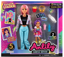 סט ANLILY Fashion Leader עם 2 בובות אופנה, אביזרים ו-5 לוקים בסגנון HipHop לגיל 3+

