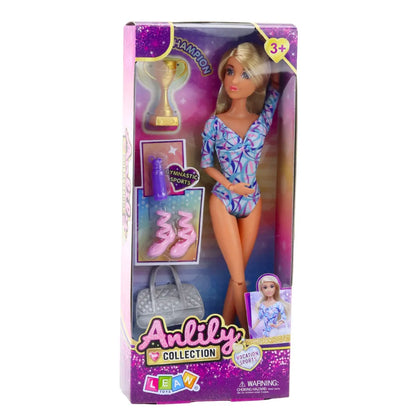 בובת Anlily מתעמלת בגובה 30 ס"מ עם תלבושת ספורטיבית, גביע, תיק, נעליים ובקבוק שתייה
