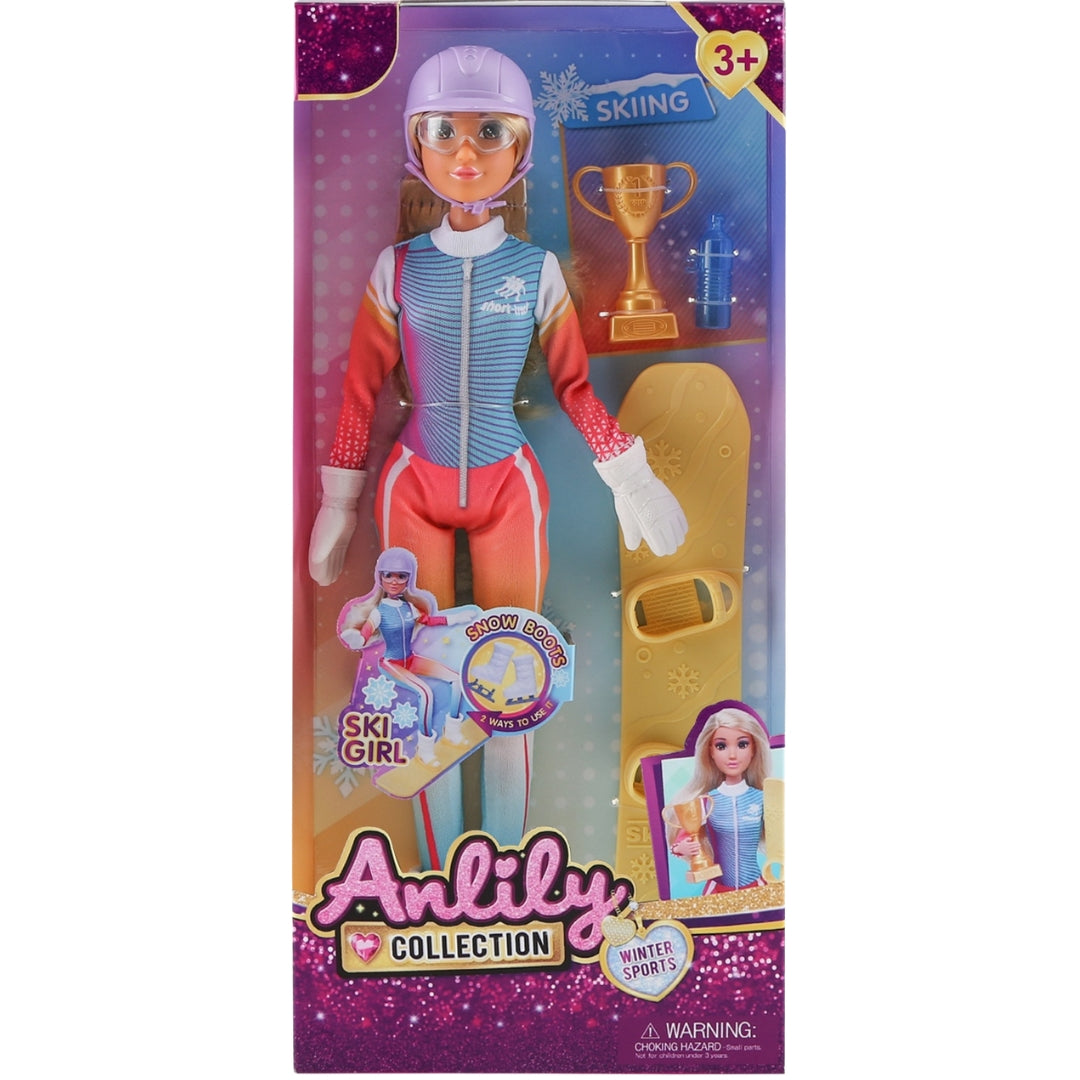 בובת Anlily גולשת שלג עם סנובורד, קסדה, משקפי מגן, כפפות וגביע לגיל 3+
