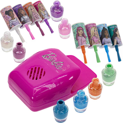 ערכת לקים Barbie עם מייבש ציפורניים 8 חלקים